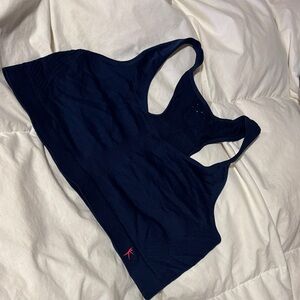 Navy Sports Bra with Pink Logo